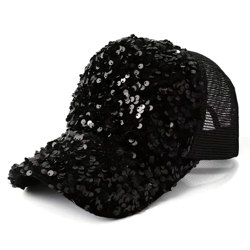 Simple Blingbling Sequins Baseball Cap Shiny Sunshade Sun Hat Creative Adjustable Sequin Baseball Hat Men