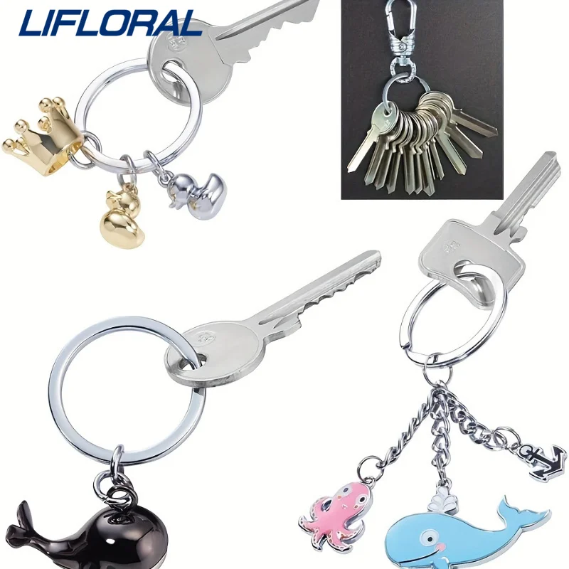 100 ชิ้น Blank Keyring พวงกุญแจแหวนแยก Keyfob Key แหวน Clasp Key Chain จี้แหวนสแตนเลส