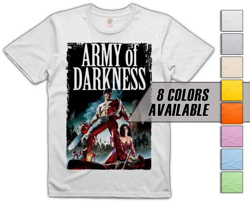 

Army of Darkness V1 T shirt Tee Movie Poster White Gray Yellow Green Shirt S-5XL