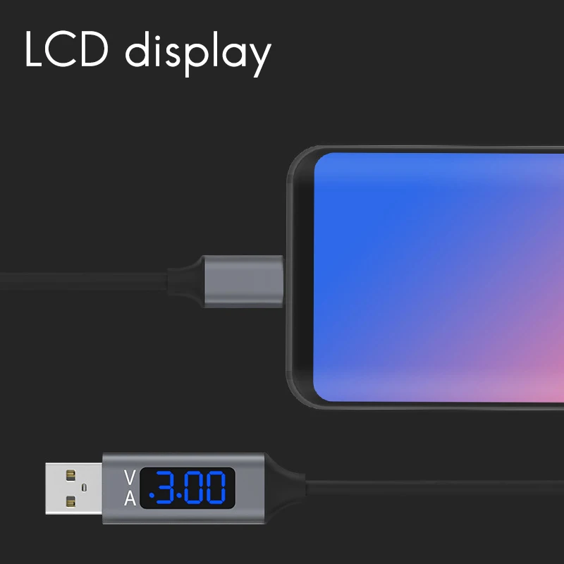 Linea di corrente Display intelligente tensione linea dati ricarica rapida 3A linea di ricarica per telefoni cellulari adatta per tipo-C A