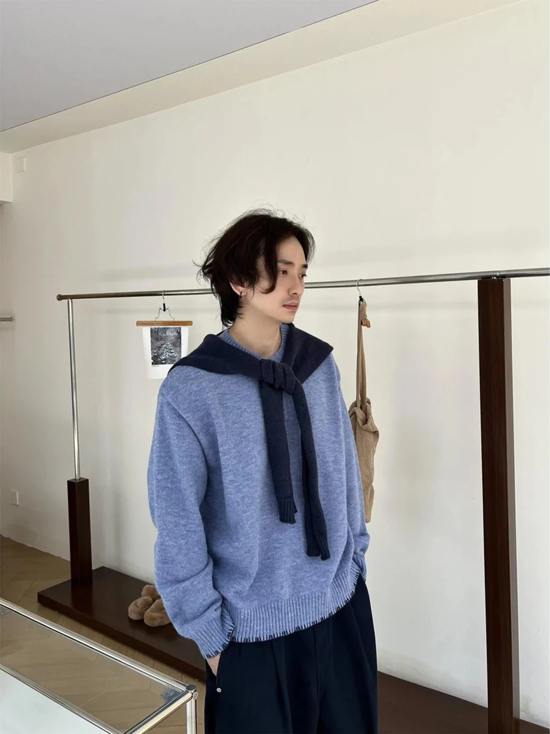 

Мужской трикотажный джемпер Cleanfit American Lazy Style с воротником хенли, свободного кроя, с длинным рукавом, из полиэфирного волокна, осень-зима