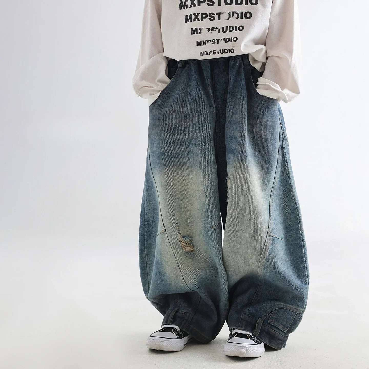 Kids Jeans New 2025 Spring Fashion Korean Wide Leg Pants Cowboy Baggy Retro Simple Style