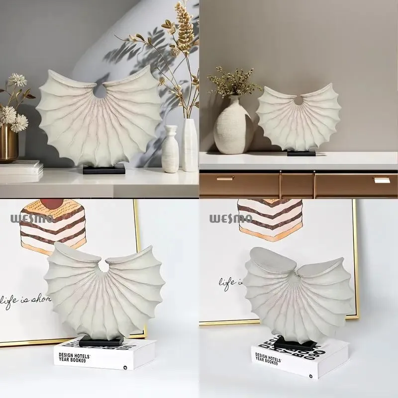 Simple home decoration desktop decoration beige half moon design resin craft sculpture
