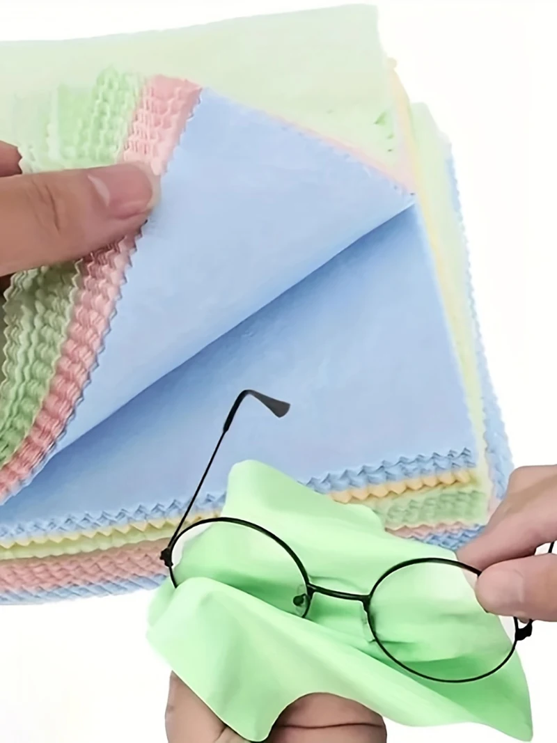 Premium Microfiber Glasses Cleaning Cloth - Ultra Soft, Thick, Non-Scratch Wipes for Glasses, Cameras, Smartphones, Electronics, Eye Protection - Lens, Screen, Glasses Cleaning - Residue-Free, Quick-Drying (Pink, Blue, Green) - Ideal for Home, Office, Travel, Reusable Soft Fabric Design