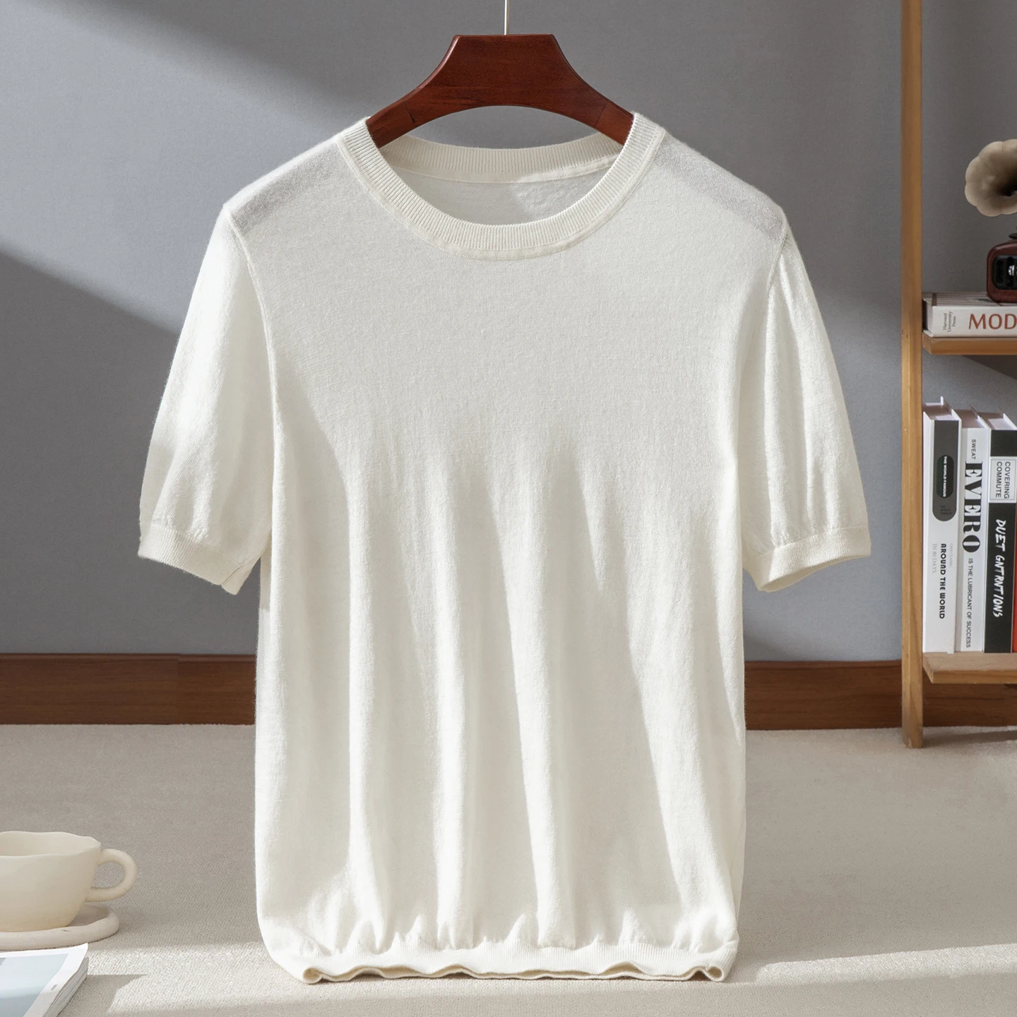 

Мужской пуловер из 100% кашемира, с короткими рукавами, тонкий свитер, вязаный на 18 игл, люксовый, с круглым вырезом, свободный крой, уличный стиль