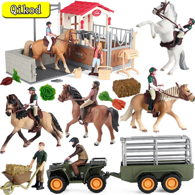 Simulation Horse Toy Equestrian Rider Horse Farm Animal Model Farm Action Figure Decoration Early Educational Toys for Children