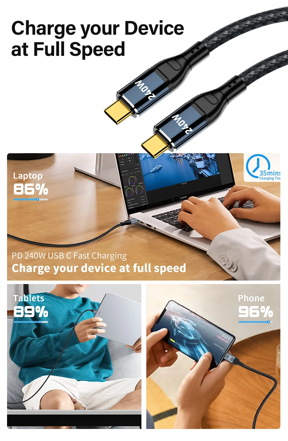 كابل شحن سريع PD 240 وات USB من النوع C إلى C لهاتف iPhone 15 16 17 Pro Max iPad Macbook Air سلك شاحن بيانات سامسونج 2 متر 3 متر 90 درجة