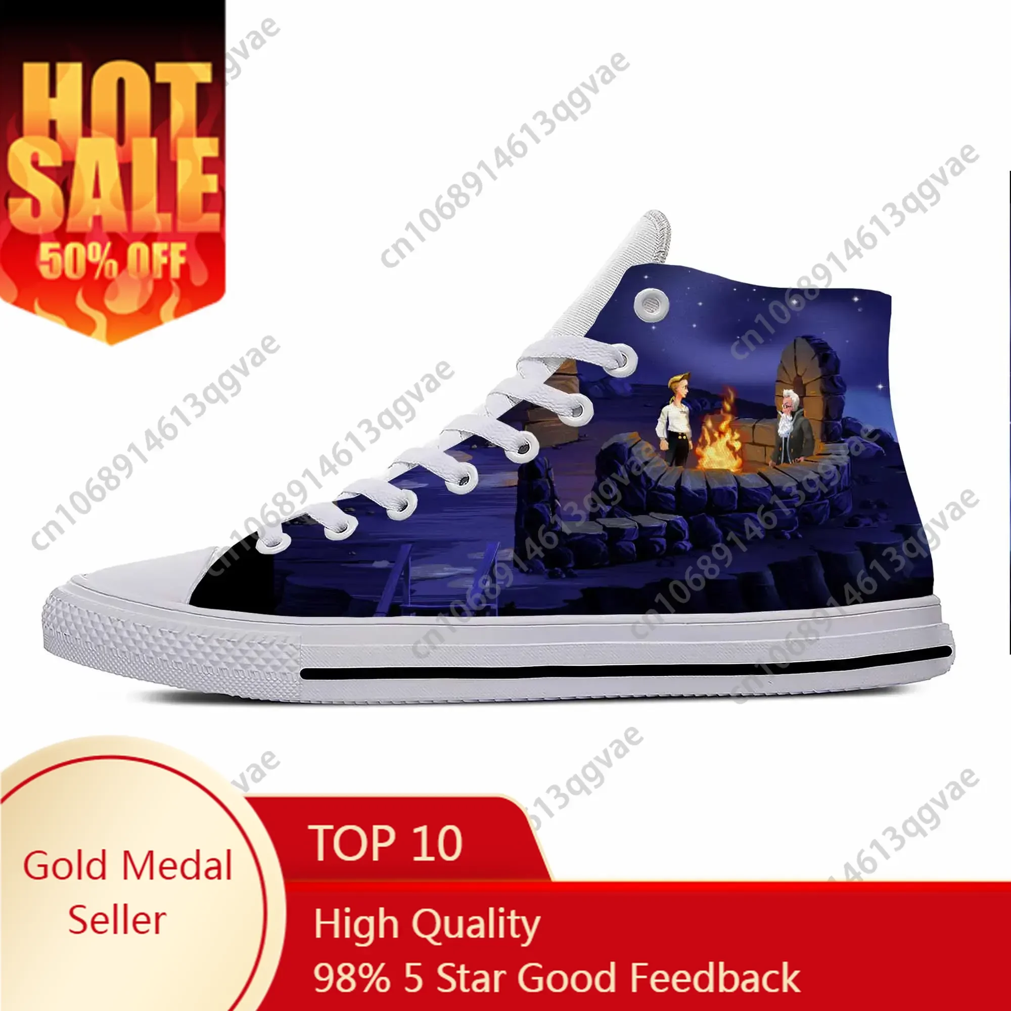 Secret of Monkey Island Anime Cartoon Manga Comic High Top Sneakers Mens Womens Teenager Canvas Sneaker Couple Custom Shoes