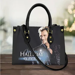 FORUDESIGNS Bolsas Para As Mulheres Johnny Hallyday Imprimir Luxo Meninas Adolescentes Bolsa De Ombro Moda Tote Sacos De Mão De Couro