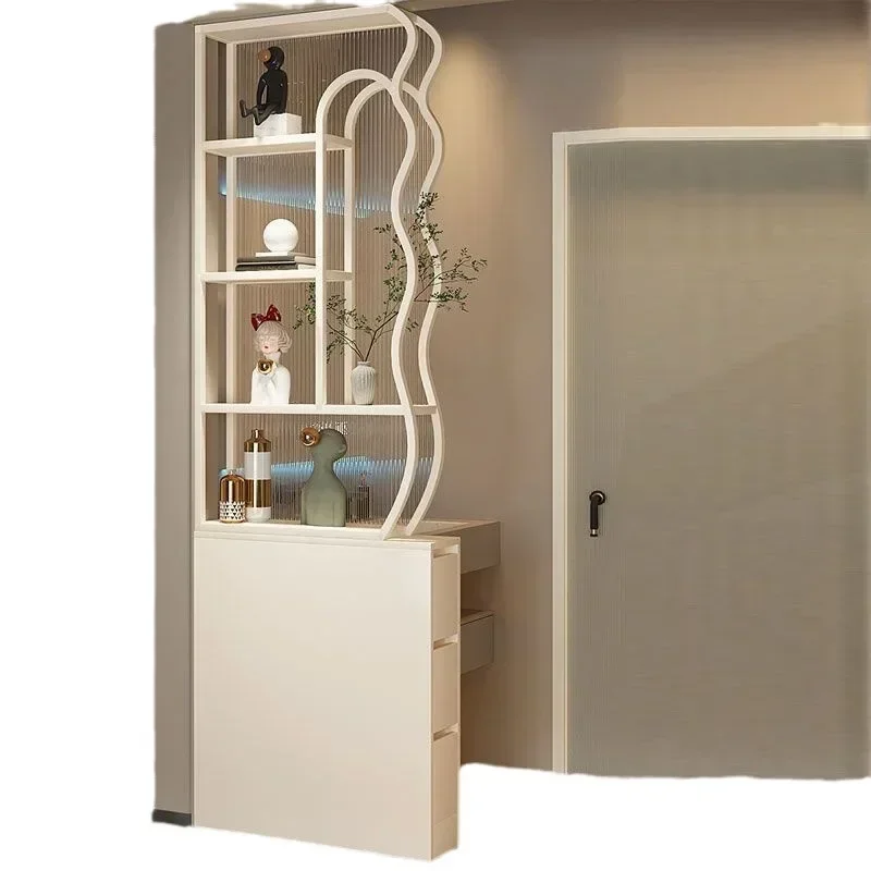 Cream wind bathroom half wall screen partition cabinet modern simple Changhong glass dry and wet area screen