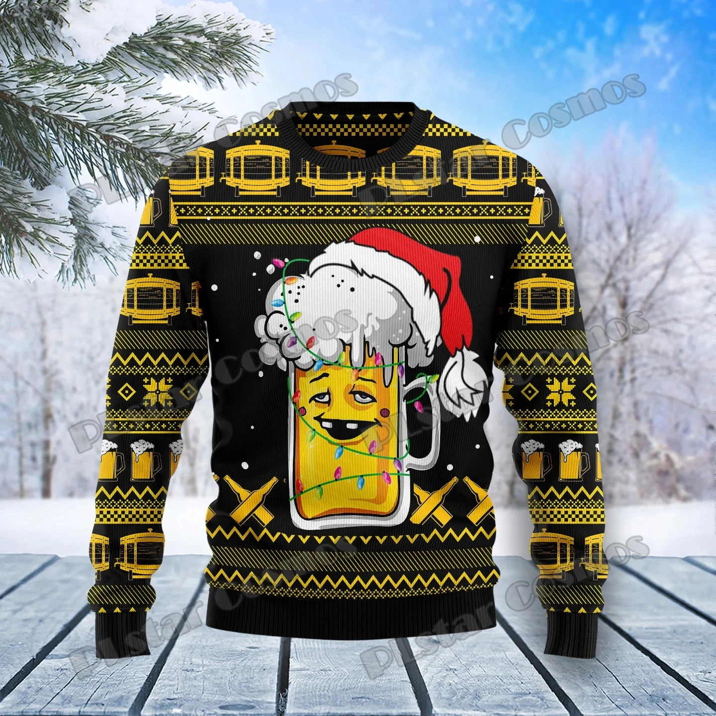 PLstar Cosmos Christmas Cheer Beer 3D Printed Men\'s Ugly Christmas Sweater Winter Unisex Casual Warm Knitwear Pullover MY21