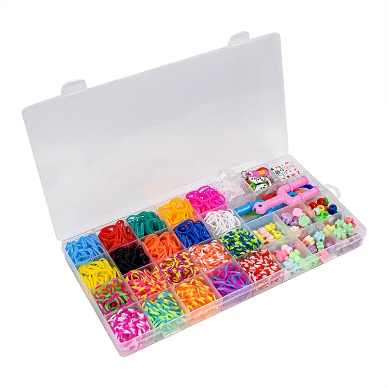 1500 pcs Rubber bands for weaving bracelet making kit diy beads toys Montessori rainbow necklace Girls Handmade Accessories