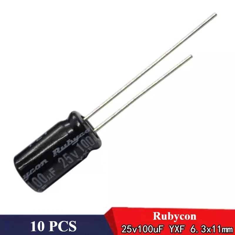 (10PCS) 100UF25V Rubycon 25v100uFAluminum Electrolytic Capacitor YXF Long lifespan of 5000 hours Through Hole Fixed Capacitor