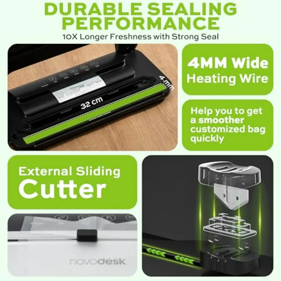 75KPa 6in1 Automatic Vacuum Sealer Machine for Home Food Preservation with Digital Display and Pulse Function Dual Modes for Dr