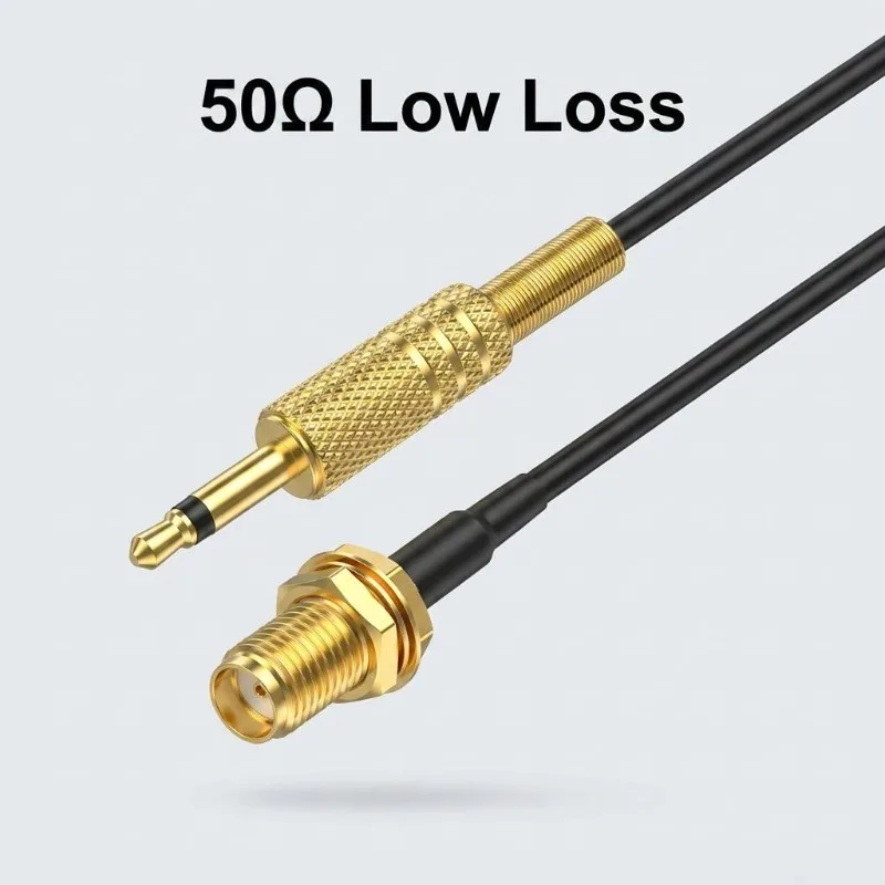 3.5mm Plug to SMA Female RG174 Coaxial Cable Gold-Plated Knurled Metal with Spring Relief for SDR RTL-SDR Ham Radio Antenna