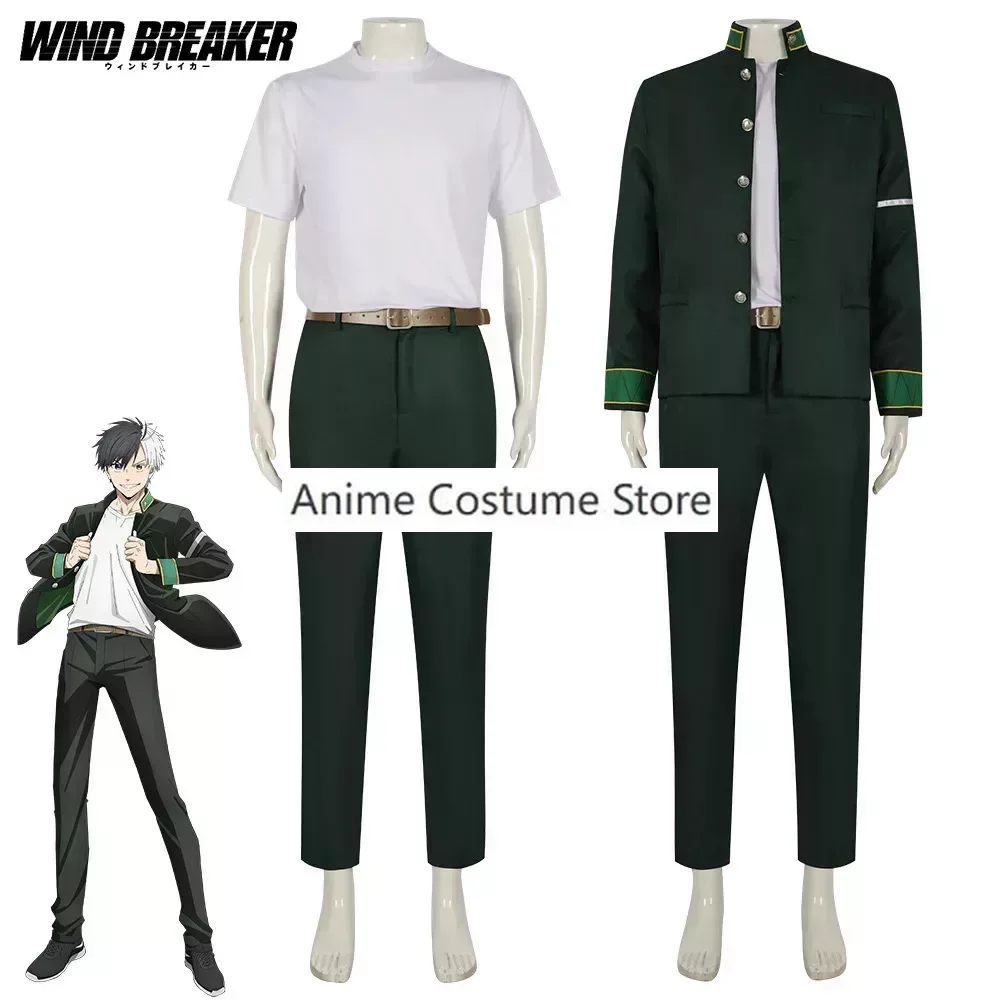 Haruka Sakura Cosplay Men Fantasy Costume Wig Anime Wind Cosplay Breaker Outfits Coat Pants Boys Male Halloween Carnival Suits