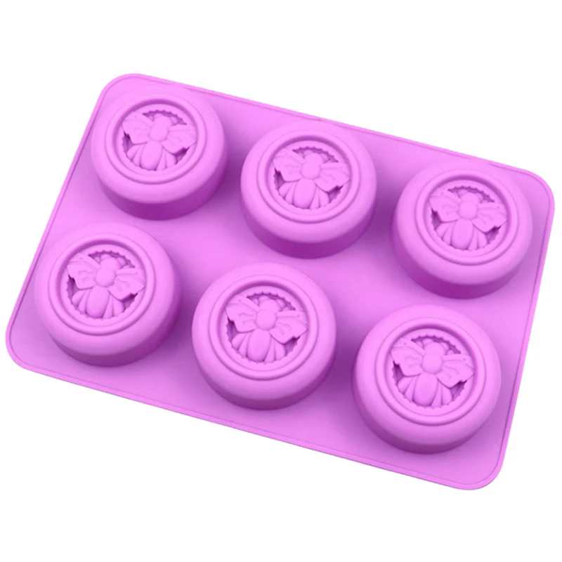 6 fori modello api rotonde stampi per sapone in Silicone saponi per arothmath fai da te candela profumata Mousse al cioccolato che fa stampo per