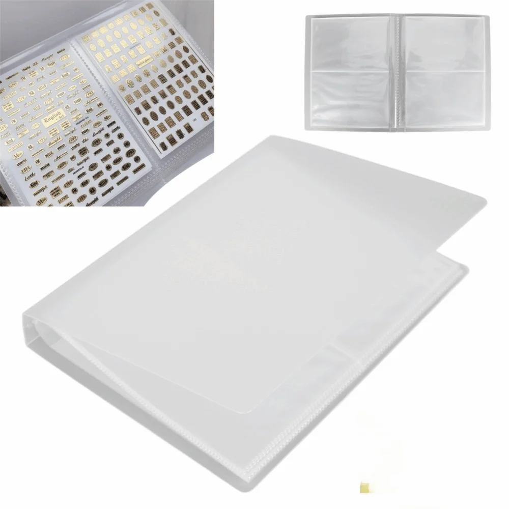 Transparent Nail Stickers Storage Book Large Capacity PVC Plastic Nail Decals Organizer Book Clear Transparent Sticker Album
