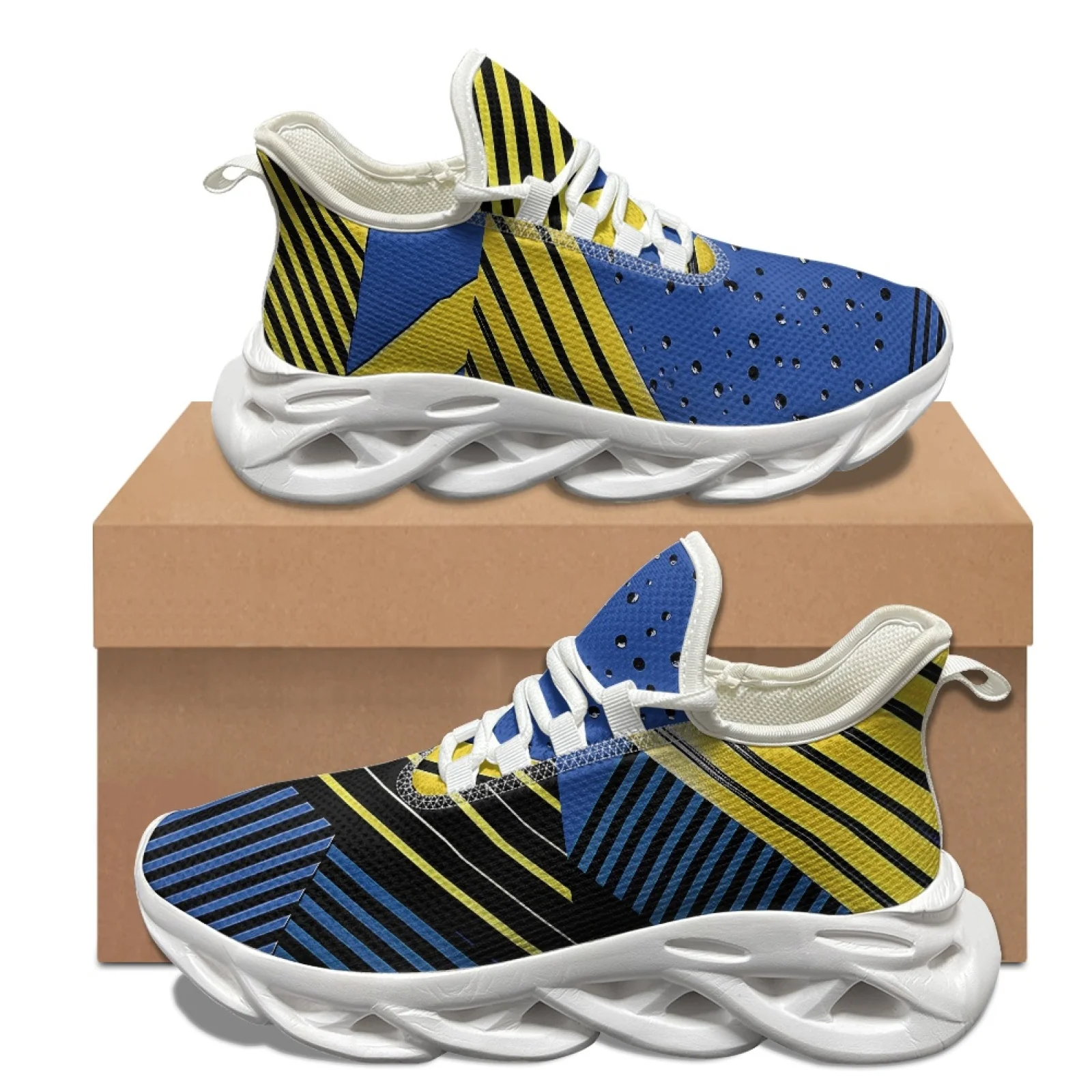 

XIXIRIMIDO Abstract Geometry Running Shoes Women's Lightweight Sneakers Men's Commuter Shoes Comfortable Breathable Soft 35-48