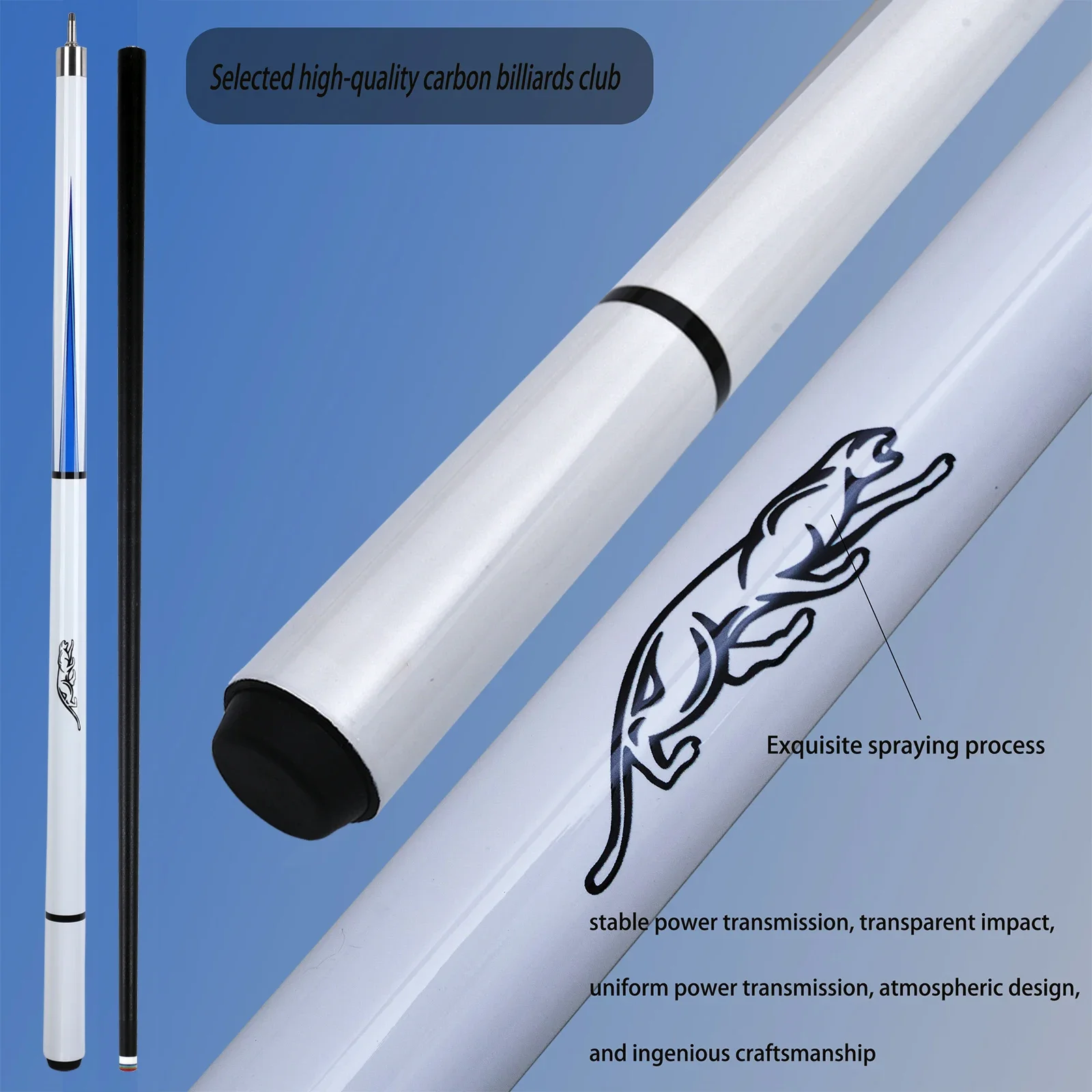 12.5mm Carbon Fiber Low Deflection Pool Cue Black Panther Design Quick Release Joint Multi Layer Tip Pro 9 Ball Cue