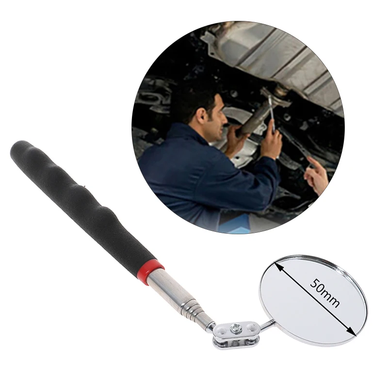 

1Pc 50mm Car Telescopic Detection Lens Inspection Round Mirror 360 Repair Tool Stainless Steel