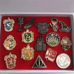 Anime Harries Potters Pin Retro Brooch Cosplay Four Major Colleges Hogwarts Rite Brooches for Man and Women Halloween Gift