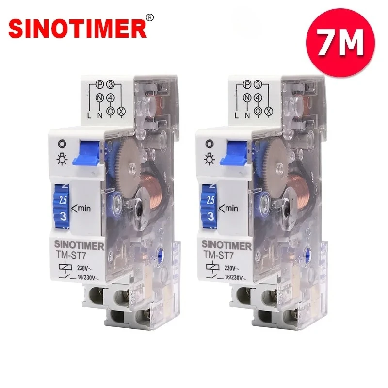 18mm Single Module 20 Minutes or 7 Minutes Interval DIN Rail Staircase Timer Switch for Staircase Lighting Time Controls 220V AC