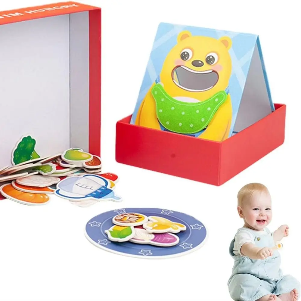 Simulação de alimentação de alimentos jogo de alimentação role play simulação urso fingir conjunto de comida colher de papel pai-filho brinquedo de alimentação para amigo