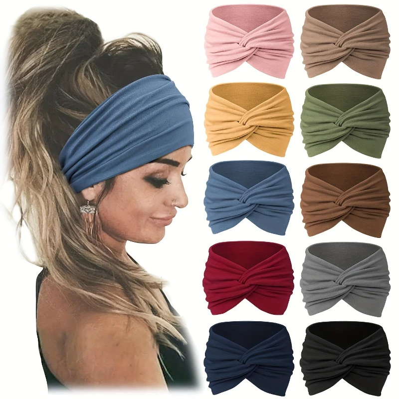 

Elegant Wide Yoga Headband Stretch Sweat Wicking for Women Running Fitness Non Slip Workout Headwear Comfortable Hair Accessory