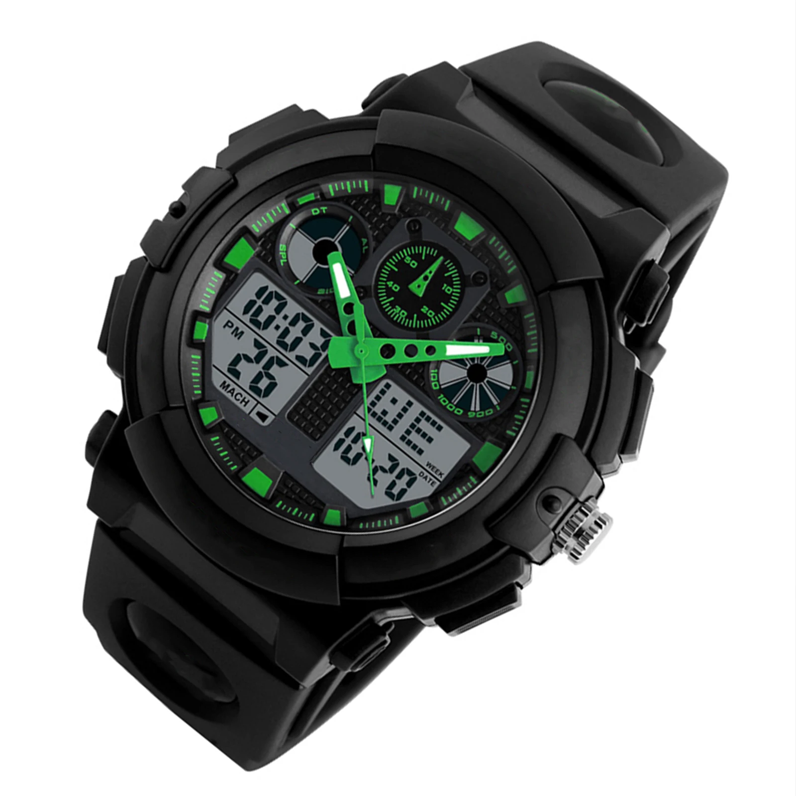 

Digital Watch for Men 50M Water Resistant LED Backlit Quartz Movement Dual Time Display Alarm Chronograph Calendar Stainless