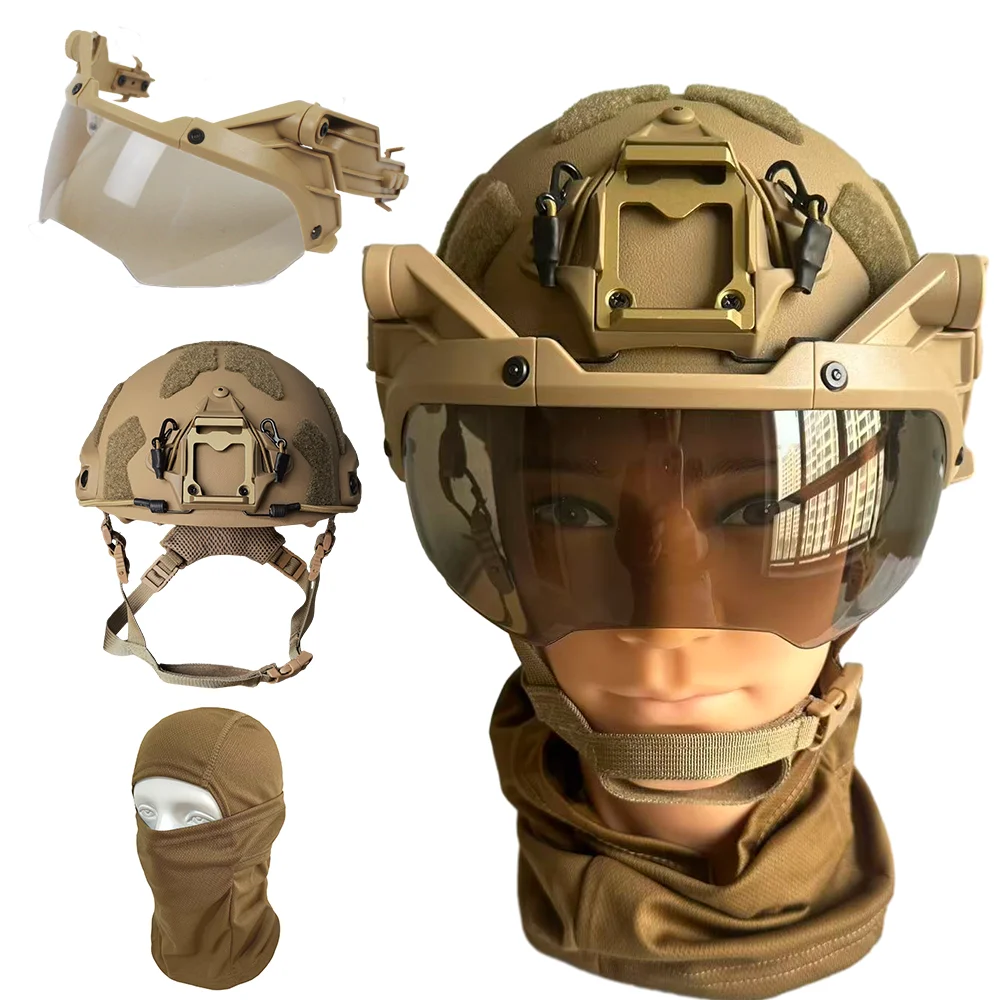Tactical Fast SF Helmet with Goggle Mask - Wendy Suspension Velcro for CS Airsoft Outdoor Protective Gear