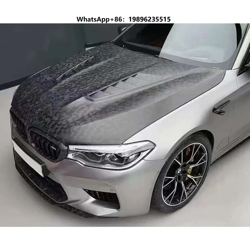 G30 Forged Carbon Fiber V Style Car Front Bonnet Hood Replacement for 5 Series G30 2018+ G30 Carbon Front Hood Engine Cover
