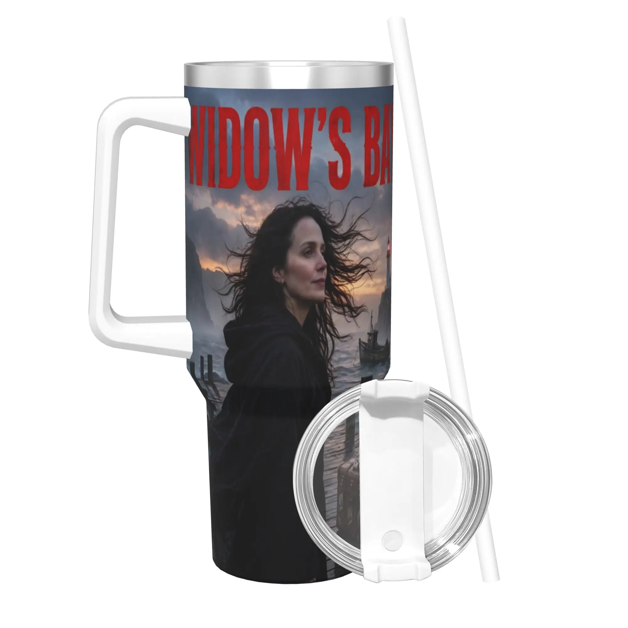 Widow's Bay Horror Movie 2026 Tumbler With Straw  Stainless Steel Tumblers Mug Double Wall Vacuum Insulated for Cold Or Hot 40oz