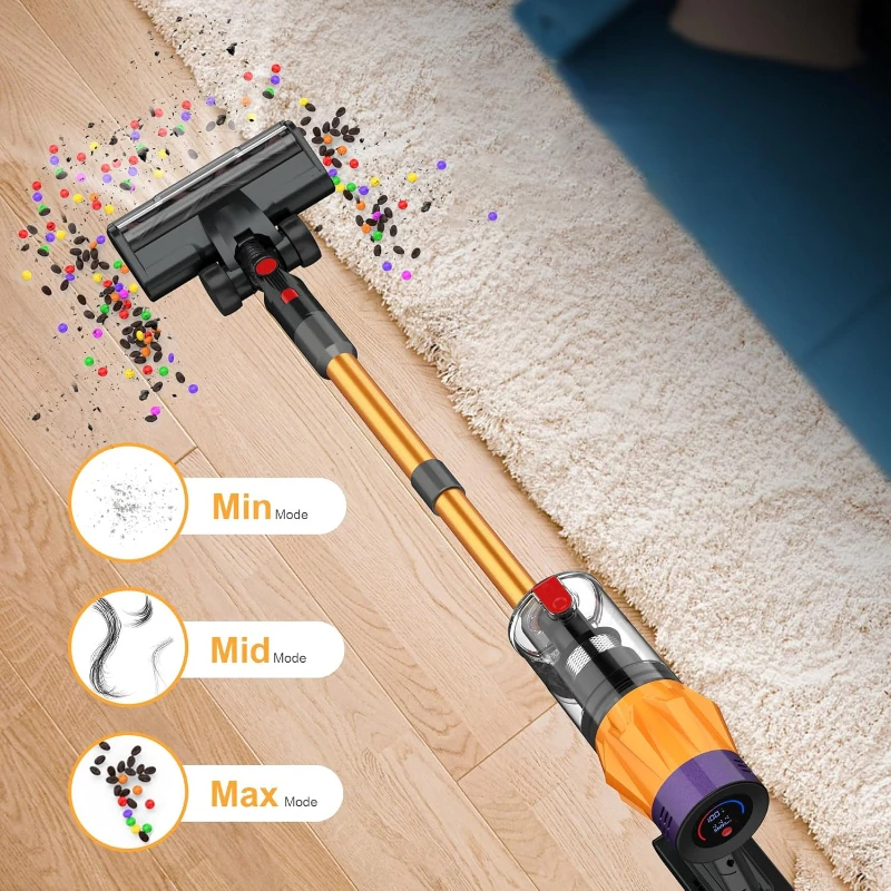 50000Pa 550W 무선 진공 청소기, 탈착식 배터리, 40분 휴대용 스위퍼 기계, LED 터치스크린, 가정용 먼지 청소기