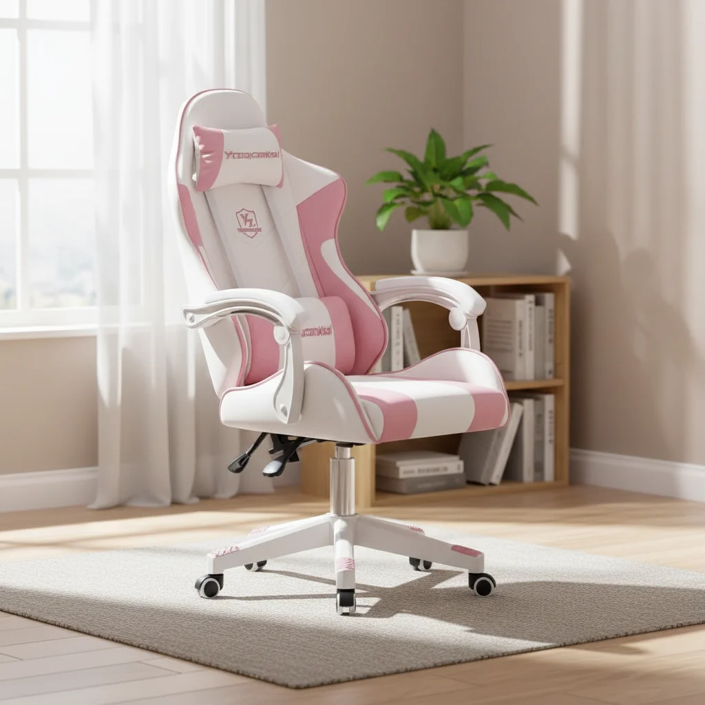 

Comfortable Ergonomic Reclining Leather PC Gaming Chair Modern Revolving Adjustable Height Metal Base Budget-Friendly Home