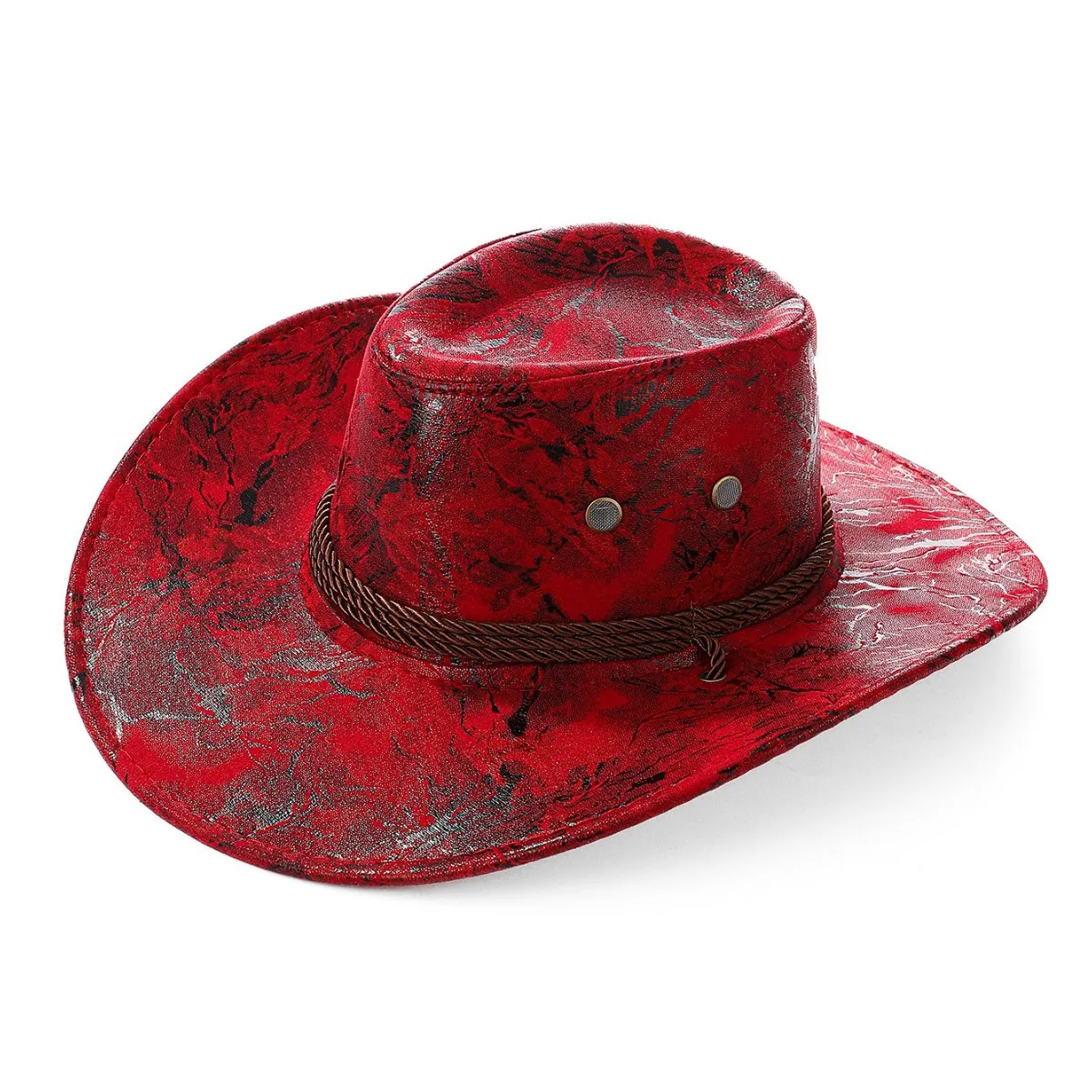 1PC Vintage Western Cowboy Hat For Men's Gentleman Lady Jazz Cowgirl With Leather Wide Brim Cloche Church Sombrero Hombre Caps