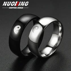 2/Pcs Tai Chi Yin Yang Couple Ring Suitable For Both Men Women Stainless Steel Black And White Bagua Anime Jewelry Gift