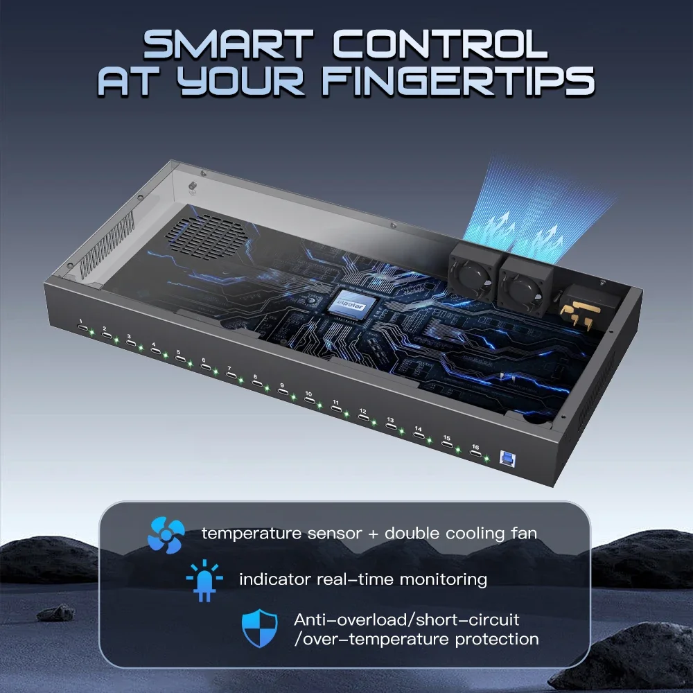 2025 hot sale Sipolar A-165CP 5Gbps Speed 30W PD Charging Aluminium Alloy USB 3.0 & 2.0 Hub with Cooling Fan Rugged Metal Mounti