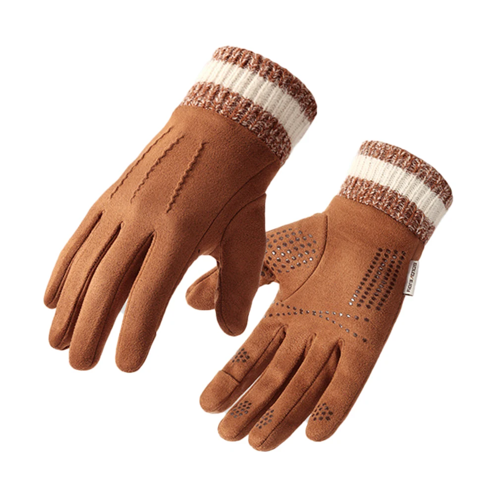 1 زوج الخريف الشتاء الجلد المدبوغ قفازات دافئة للرجل في الهواء الطلق يندبروف الباردة واقية الوجه فنجر شاشة تعمل باللمس قفازات ركوب الخيل #6