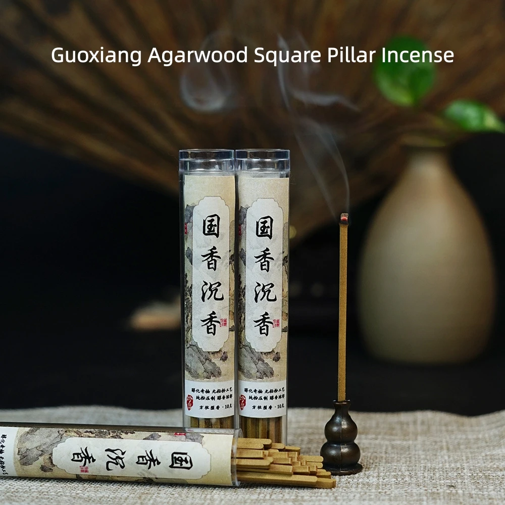 2026 Binder-Free Guo Xiang Agarwood Square Pillar Incense,Natural Aged Hainan Insect-Damaged Agarwood Sticks,Home Aromatherapy