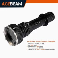 ACEBEAM L18 Tactical Flashlight 1000 Meters Long Rang Throw 1500 High Lumens LED Flashlight Powered by USB Rechargeable Battery