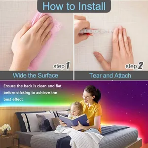 RGB USB LED -Streifen mit Fernbedienung, Nachtlicht, geeignet für Schlafzimmer, Wohnzimmer, Küche, eSports, Dekoration, App, 44 Schlüssel 10 Hauptverkäufe LED -Licht für Sofa - №3