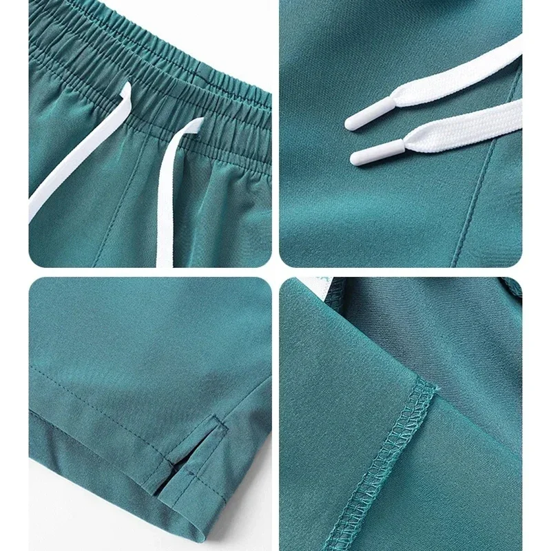 Pantalones de chándal ligeros para hombre, Shorts informales con bolsillos, básicos, de Color sólido, para correr en la playa, novedad de verano