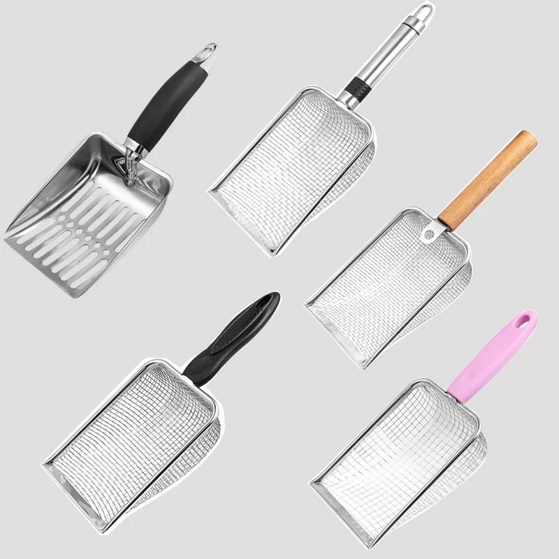 1PC Cat Litter Shovel Stainless Steel Reptile Sand Substrate Shovel Clean Up Feces Fine Mesh Sifter For Bedding cat litter scoop