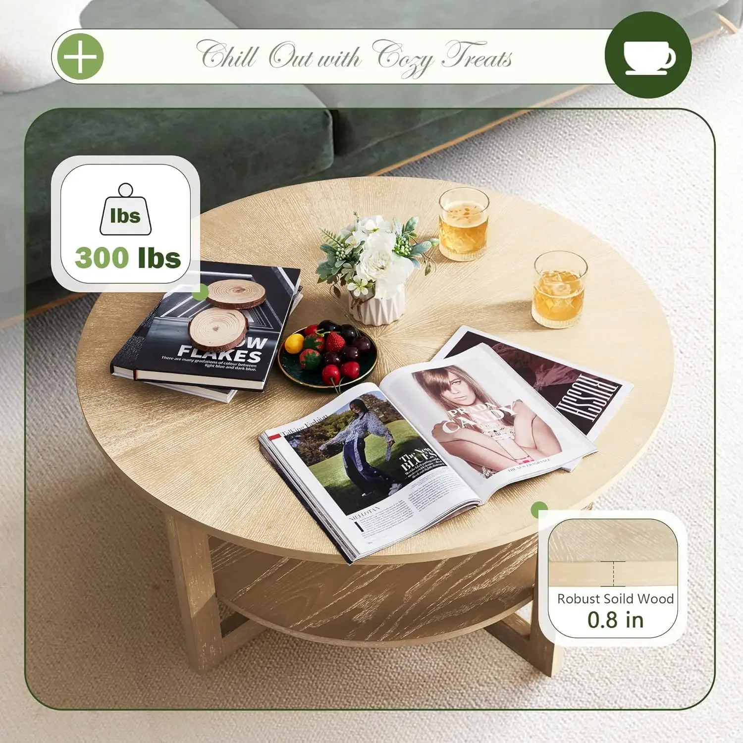 Table with Storage Shelf, 2-Tier Wood Coffee Table, Small Space Solution for Living Room Furniture, Easy to Assemble, Espresso