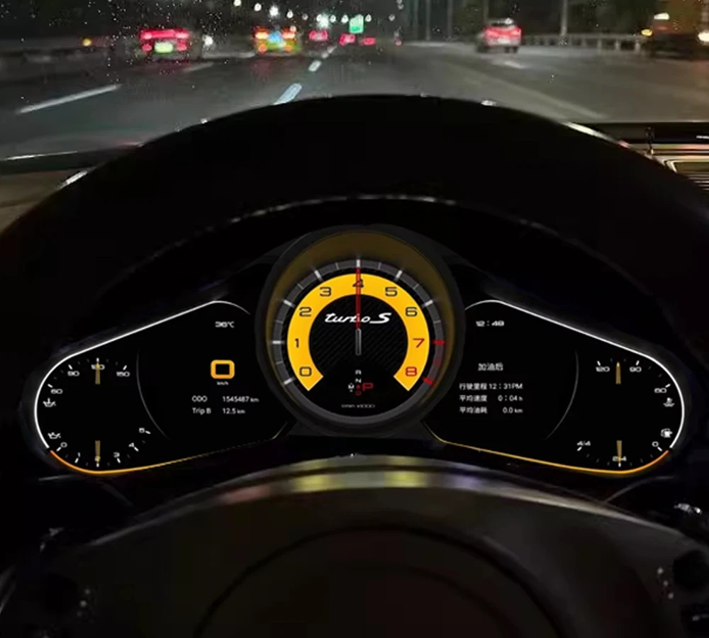 Krando 12.3'' Car LCD Dashboard Display Instrument Speedometer For Porsche Panamera 2010-2016 Car Digital Cluster CockPit