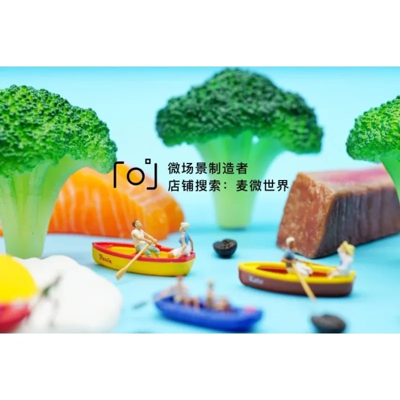 로잉 고무 보트 앵글러 1/87 미니어처 액션 피규어 모델 미니어처 매크로 장면 미니 소품 수족관 장식 피규어 장난감