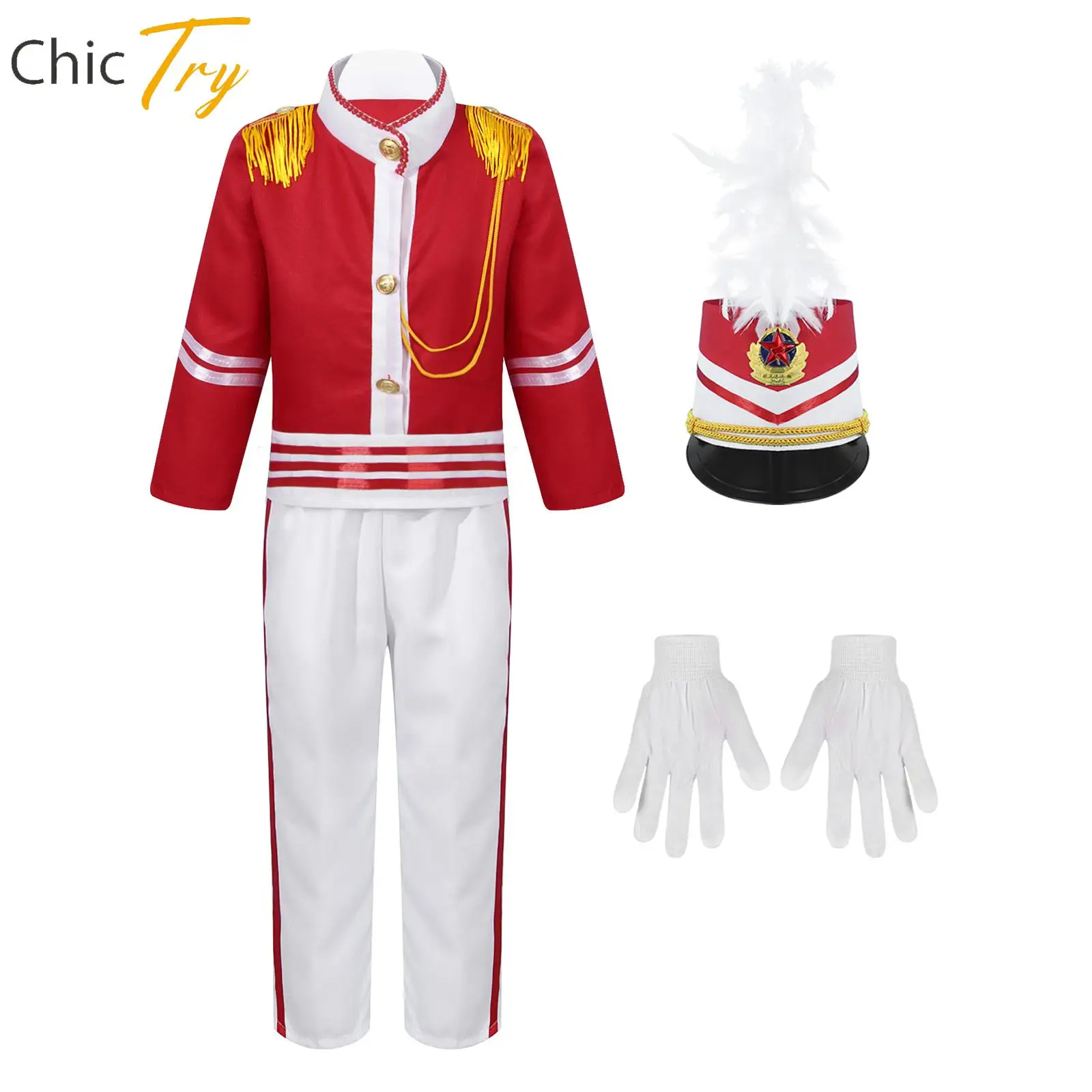 

Kids Girls Boys Honor Guard Uniform Royal Guard Soldier Marching Band Costume Halloween Drum Major Outfit Party Fancy Dress