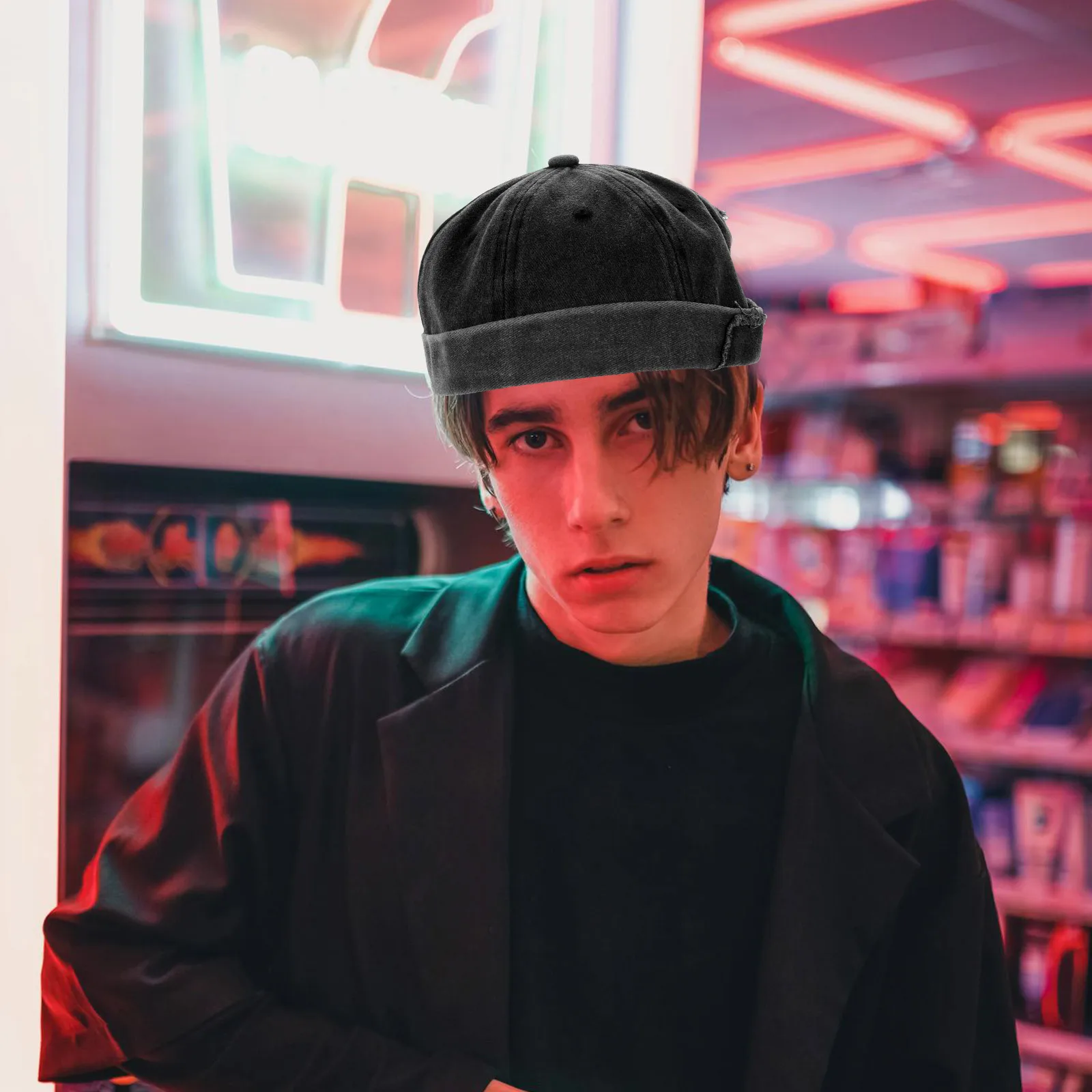 

Brimless Cap Men Vintage Washed Cotton Sailor Hat Retro Classic No Brim Outdoor Fisherman Beanie Cooling Casual Hat