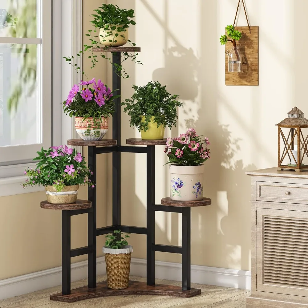 Corner Plant Stand Indoor, 6 Tiered Plant Shelf Flower Stand, Tall Multiple Potted Plant Holder Rack Planter Organizer for